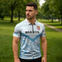 Fiji Football Custom Zipper Polo Shirt Bula Boys Go Champions - Polynesian Pride
