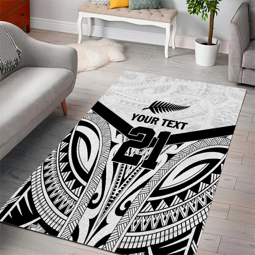 New Zealand Football Custom Area Rug All White Fern Go Champions