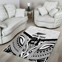 New Zealand Football Custom Area Rug All White Fern Go Champions
