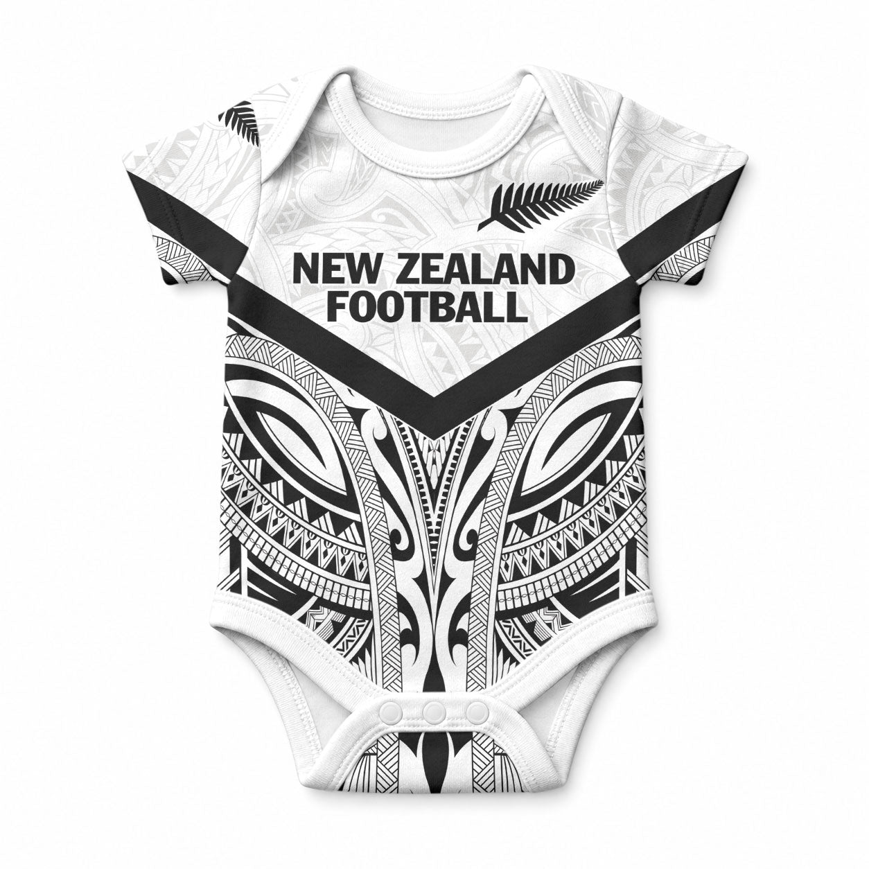 New Zealand Football Custom Baby Onesie All White Fern Go Champions LT9 White - Polynesian Pride