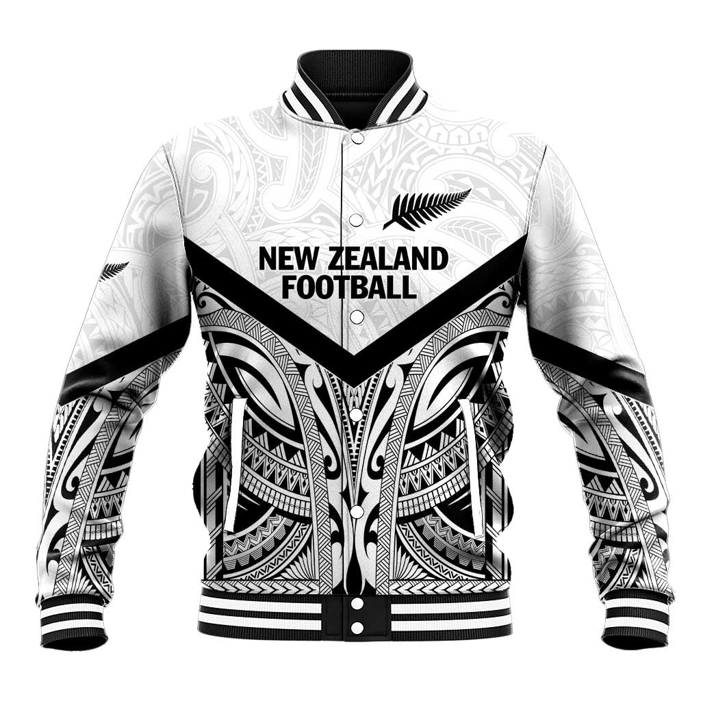 New Zealand Football Custom Baseball Jacket All White Fern Go Champions