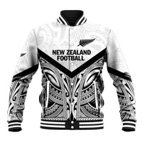 New Zealand Football Custom Baseball Jacket All White Fern Go Champions