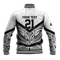 New Zealand Football Custom Baseball Jacket All White Fern Go Champions