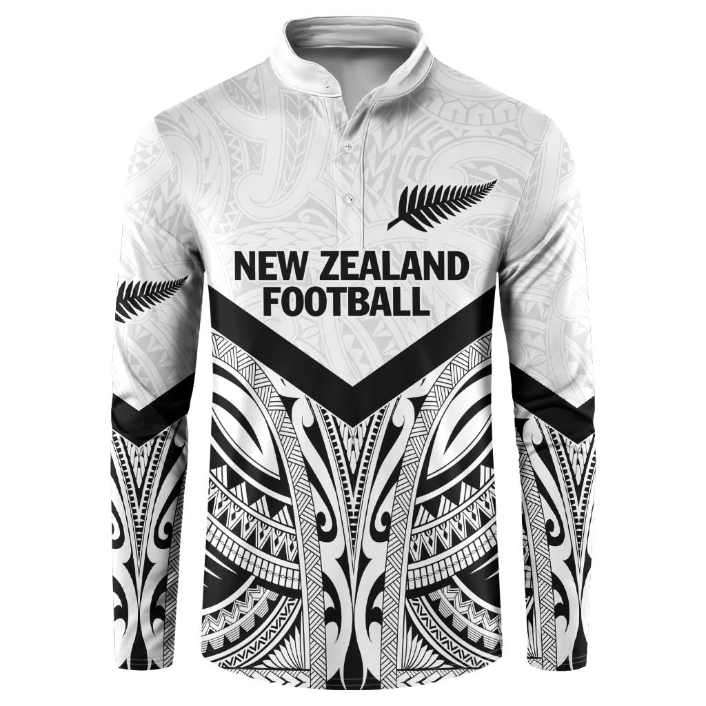 New Zealand Football Custom Button Sweatshirt All White Fern Go Champions
