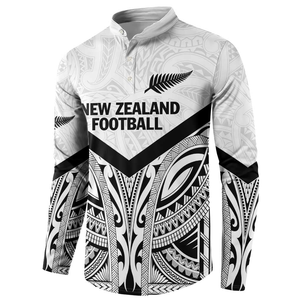 New Zealand Football Custom Button Sweatshirt All White Fern Go Champions