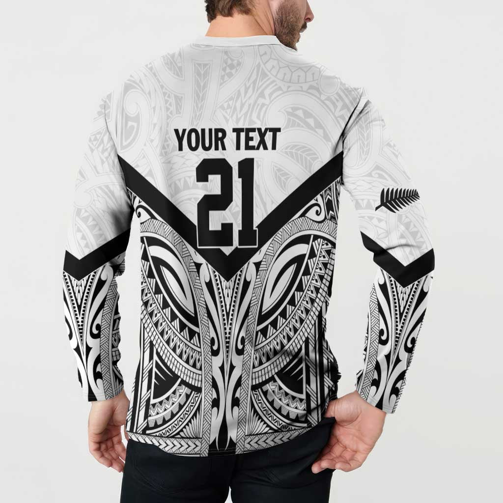 New Zealand Football Custom Button Sweatshirt All White Fern Go Champions