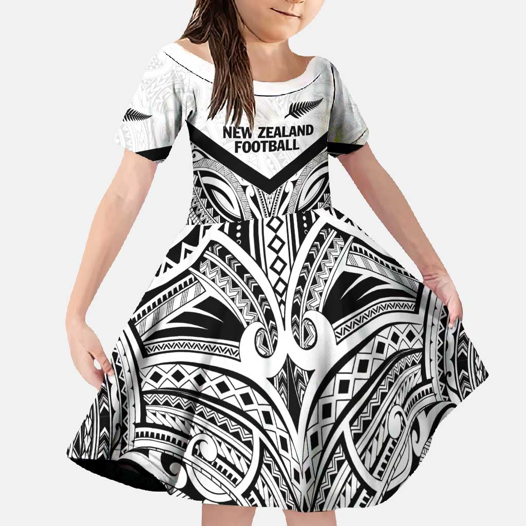 New Zealand Football Custom Family Matching Long Sleeve Bodycon Dress and Hawaiian Shirt All White Fern Go Champions