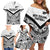 New Zealand Football Custom Family Matching Off Shoulder Short Dress and Hawaiian Shirt All White Fern Go Champions