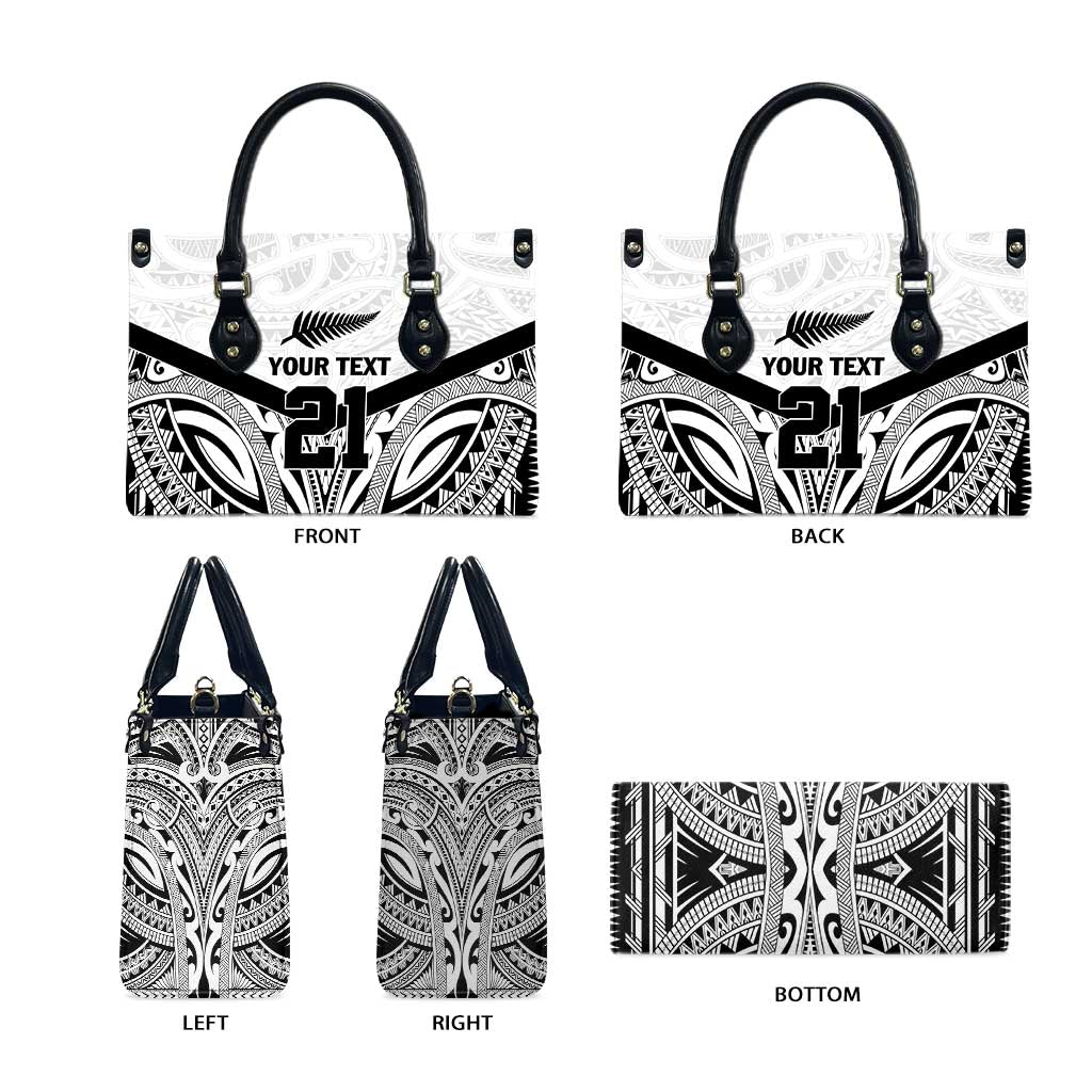 New Zealand Football Custom Leather Bag All White Fern Go Champions - Polynesian Pride