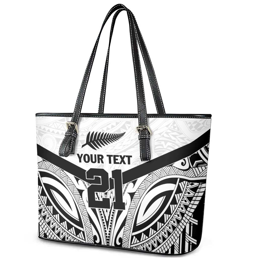 New Zealand Football Custom Leather Tote Bag All White Fern Go Champions