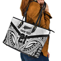 New Zealand Football Custom Leather Tote Bag All White Fern Go Champions