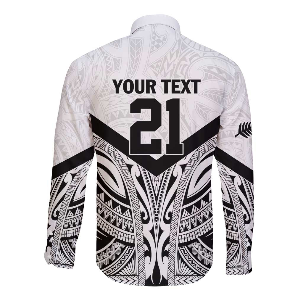 New Zealand Football Custom Long Sleeve Button Shirt All White Fern Go Champions