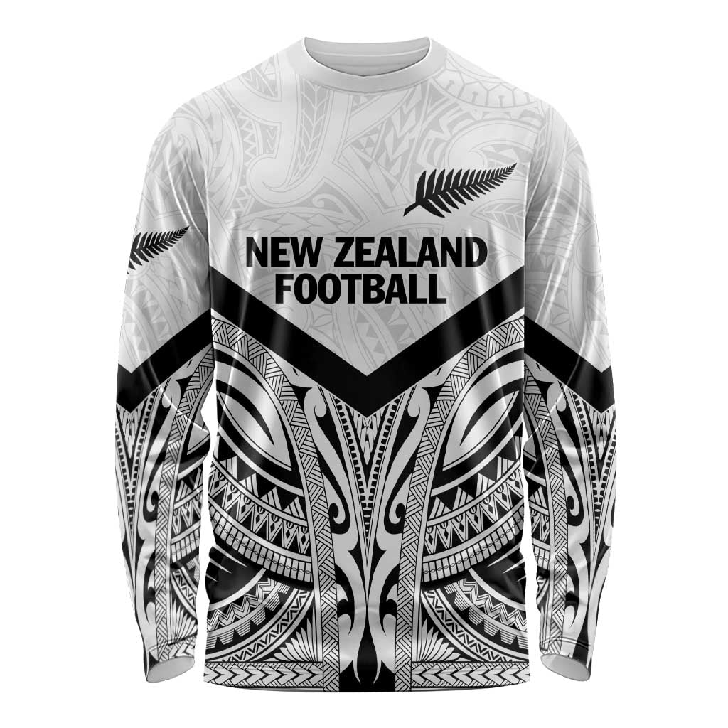 New Zealand Football Custom Long Sleeve Shirt All White Fern Go Champions