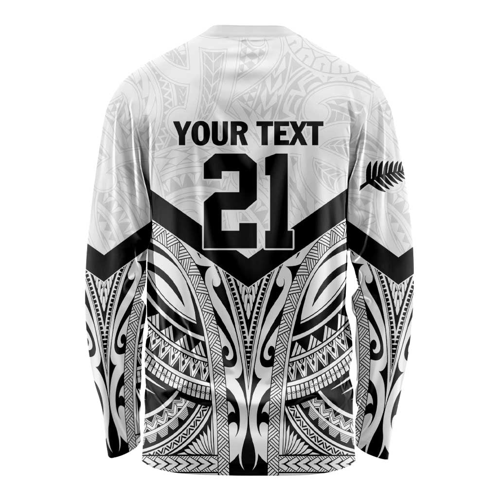 New Zealand Football Custom Long Sleeve Shirt All White Fern Go Champions