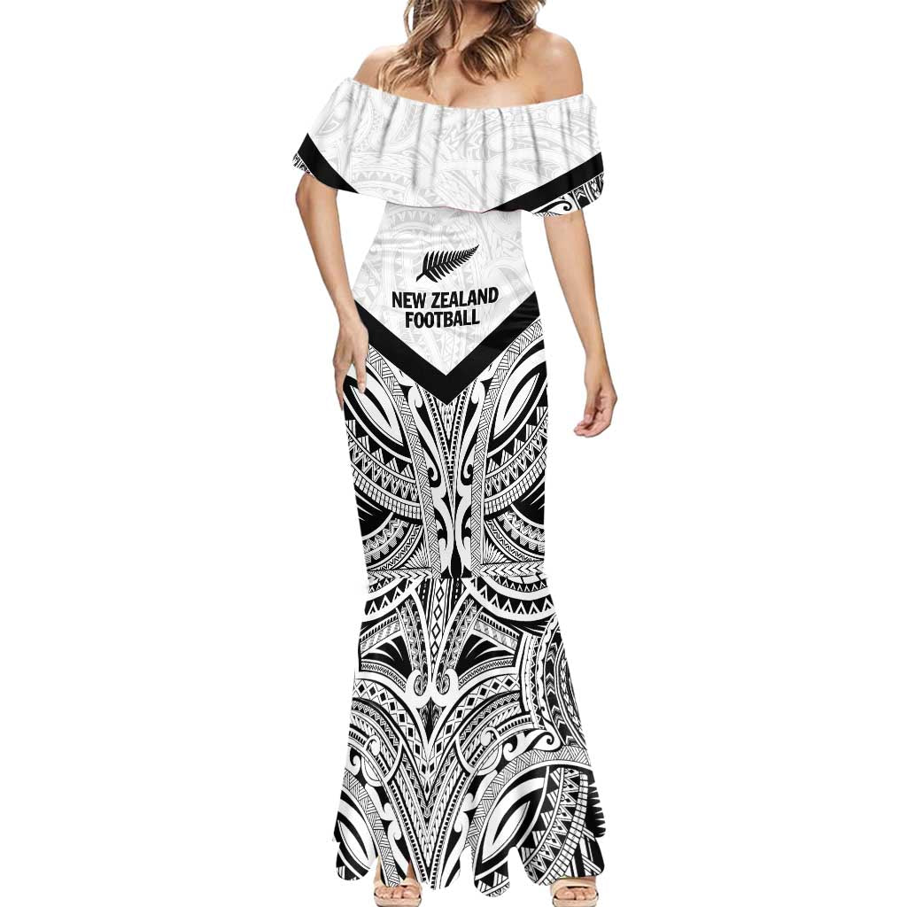New Zealand Football Custom Mermaid Dress All White Fern Go Champions