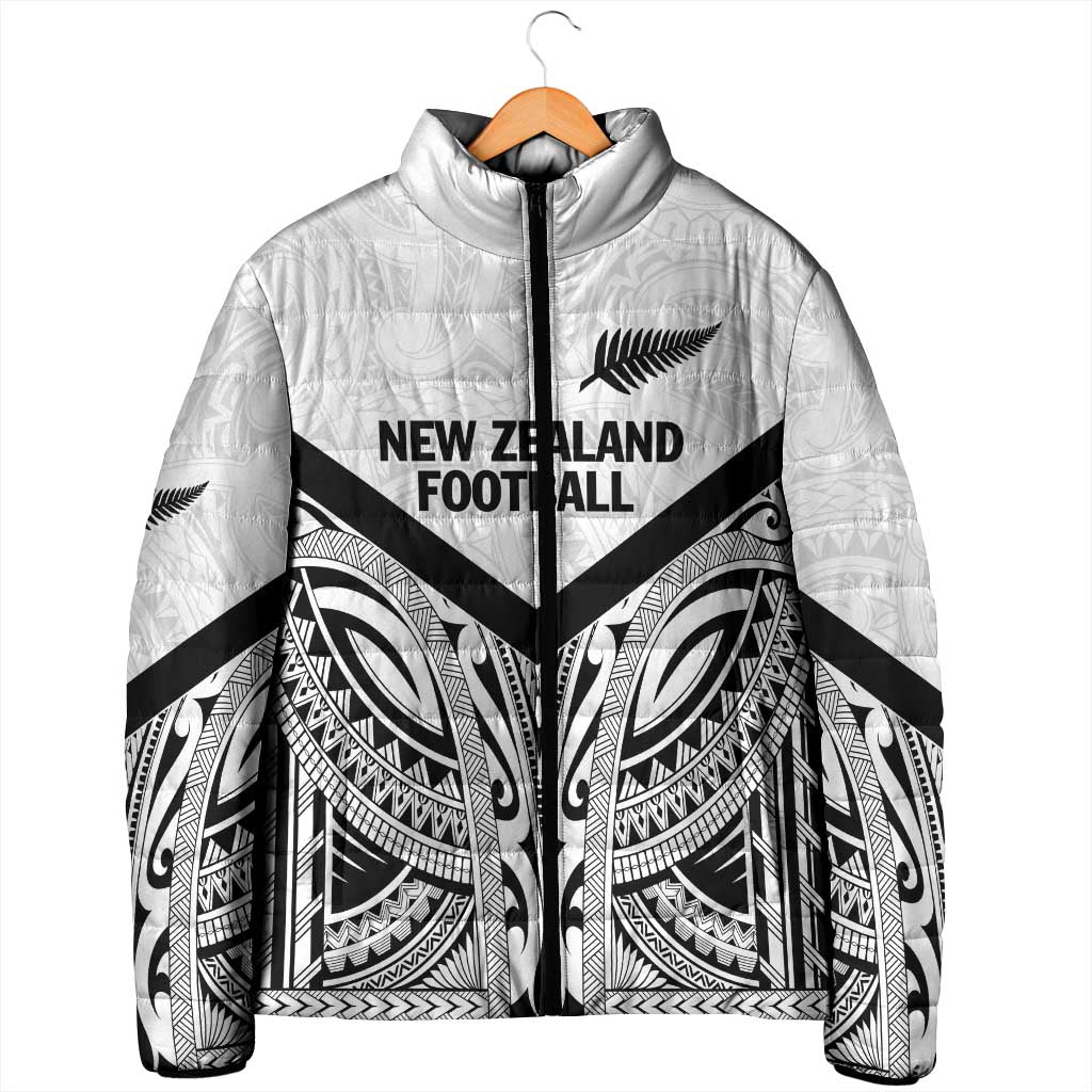 New Zealand Football Custom Padded Jacket All White Fern Go Champions - Polynesian Pride