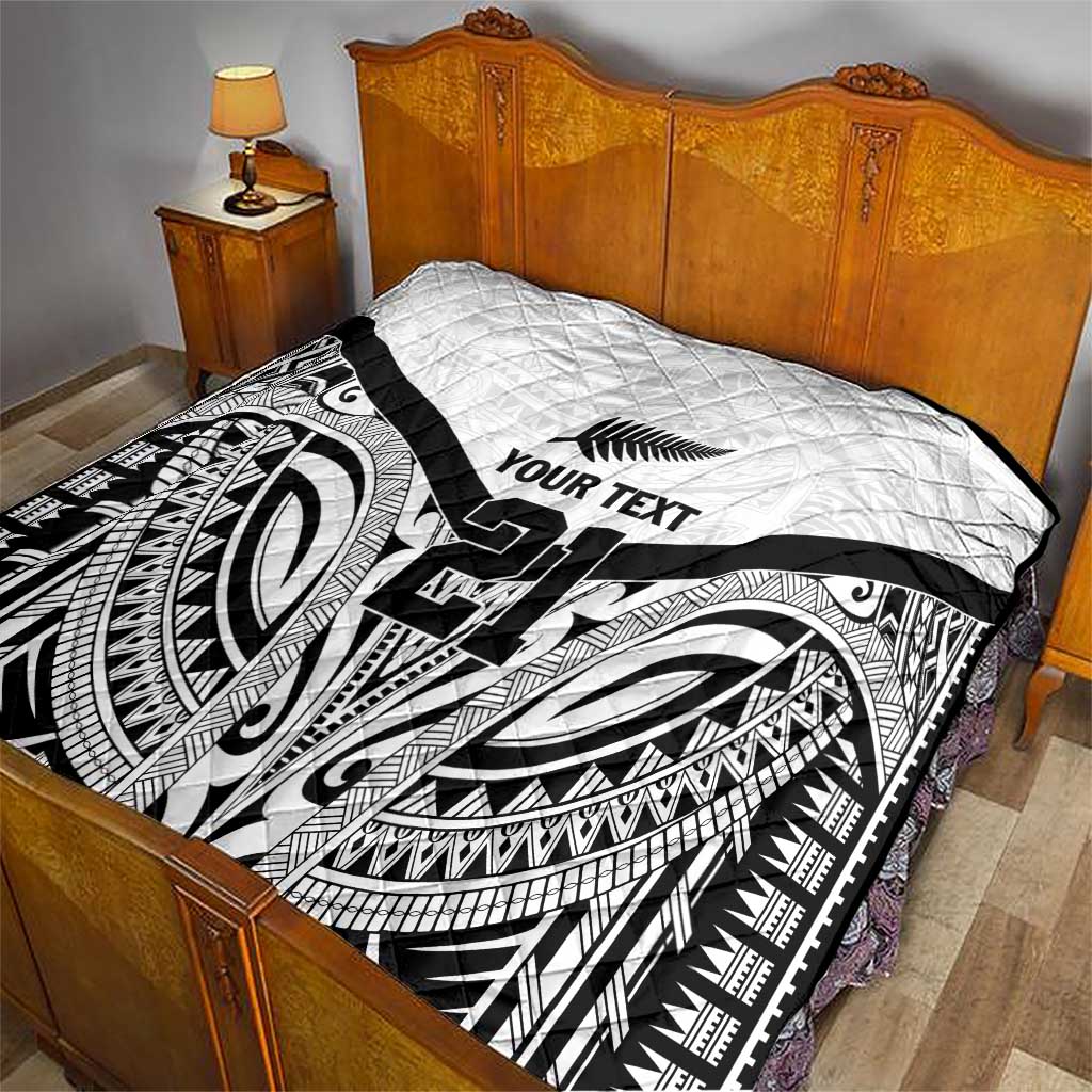 New Zealand Football Custom Quilt All White Fern Go Champions
