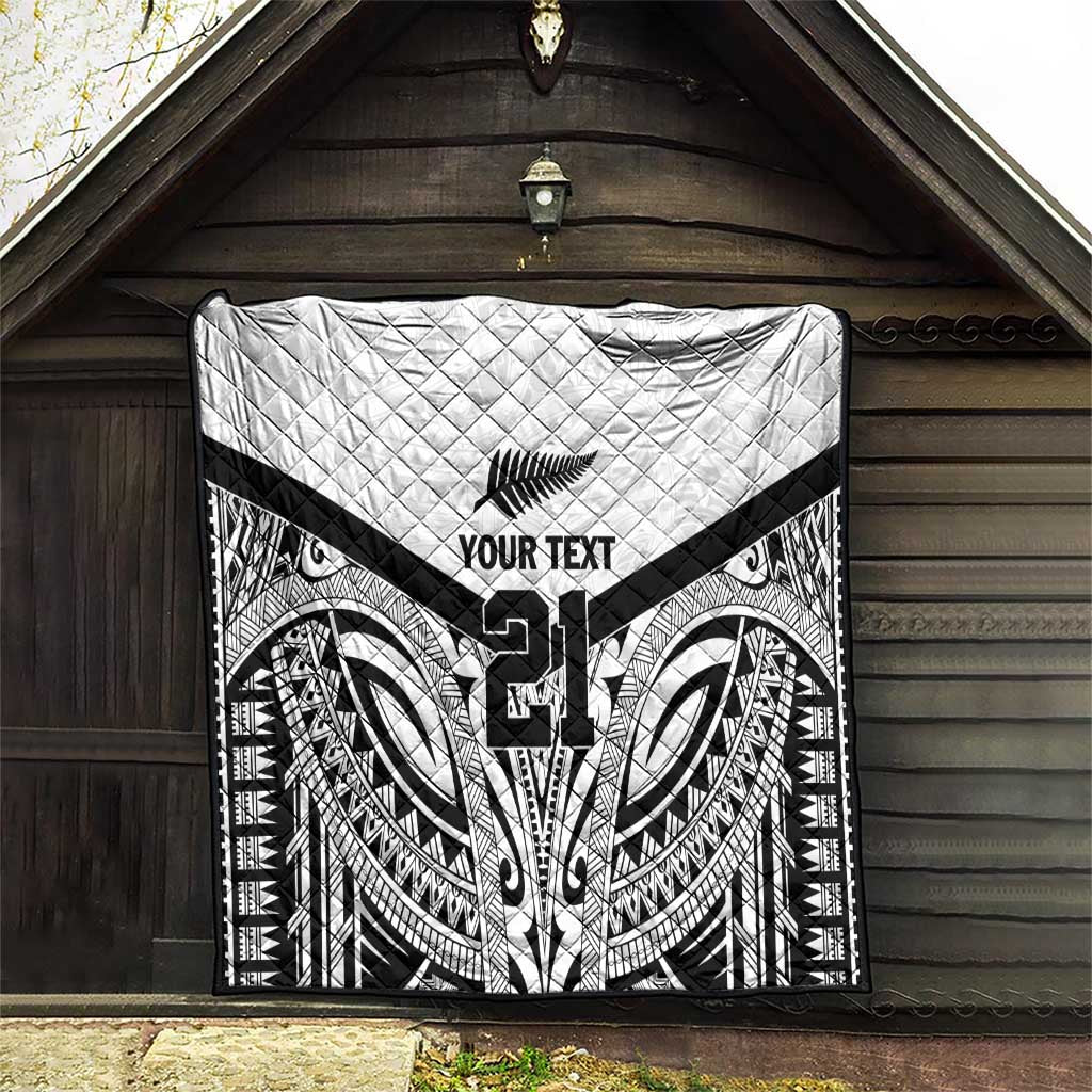 New Zealand Football Custom Quilt All White Fern Go Champions