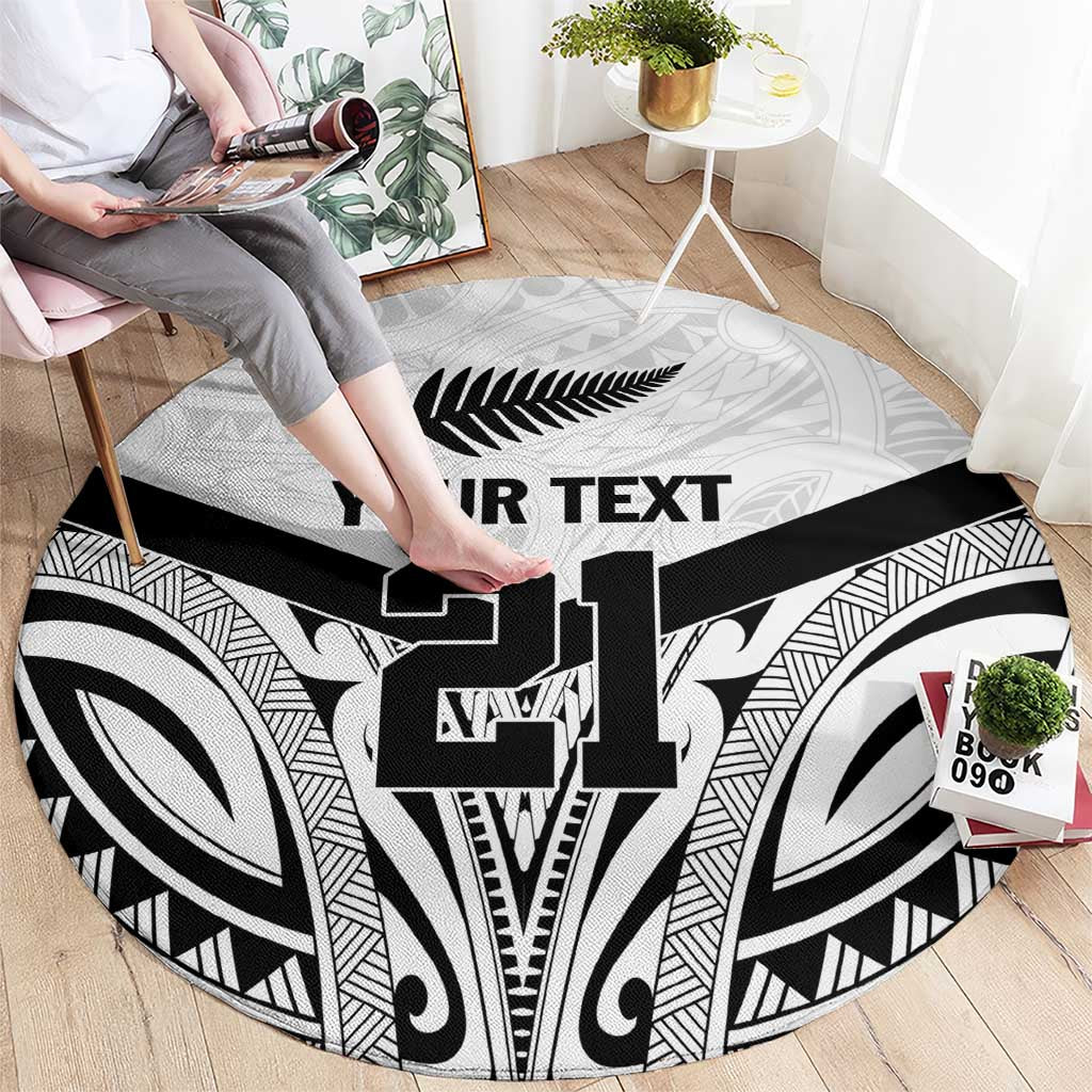New Zealand Football Custom Round Carpet All White Fern Go Champions