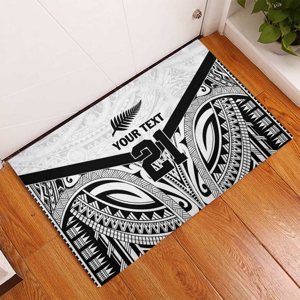 New Zealand Football Custom Rubber Doormat All White Fern Go Champions LT9 - Polynesian Pride