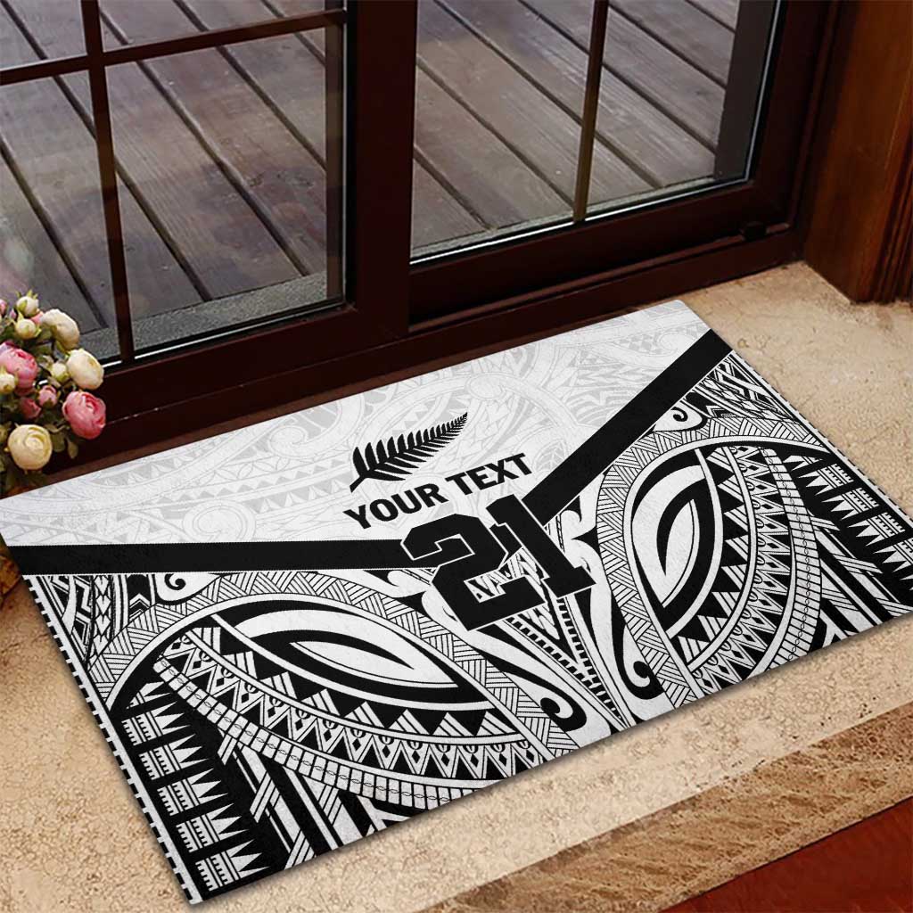 New Zealand Football Custom Rubber Doormat All White Fern Go Champions LT9 - Polynesian Pride