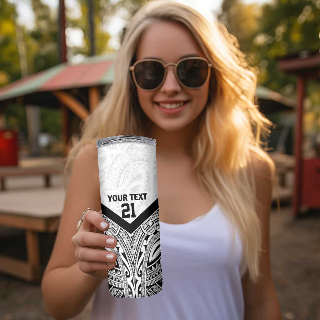New Zealand Football Custom Skinny Tumbler All White Fern Go Champions