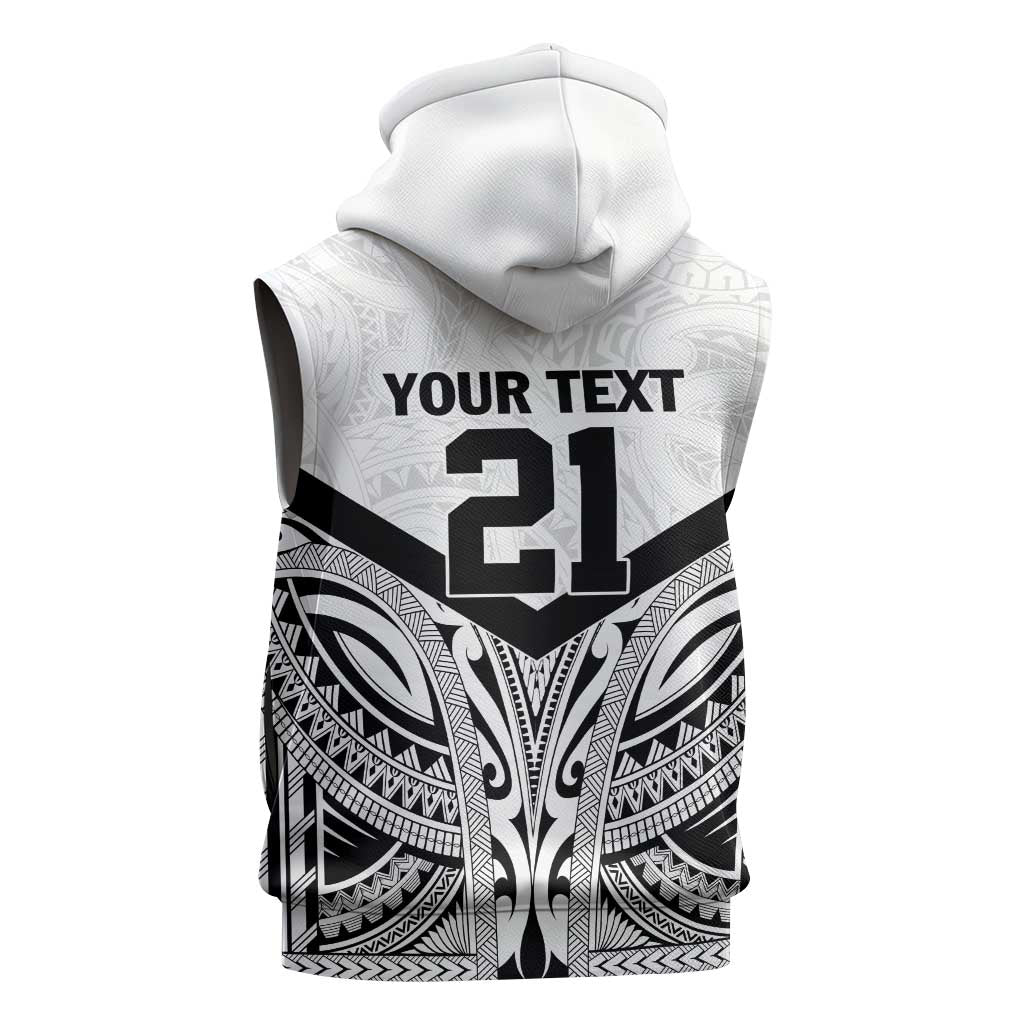 New Zealand Football Custom Sleeveless Hoodie All White Fern Go Champions - Polynesian Pride