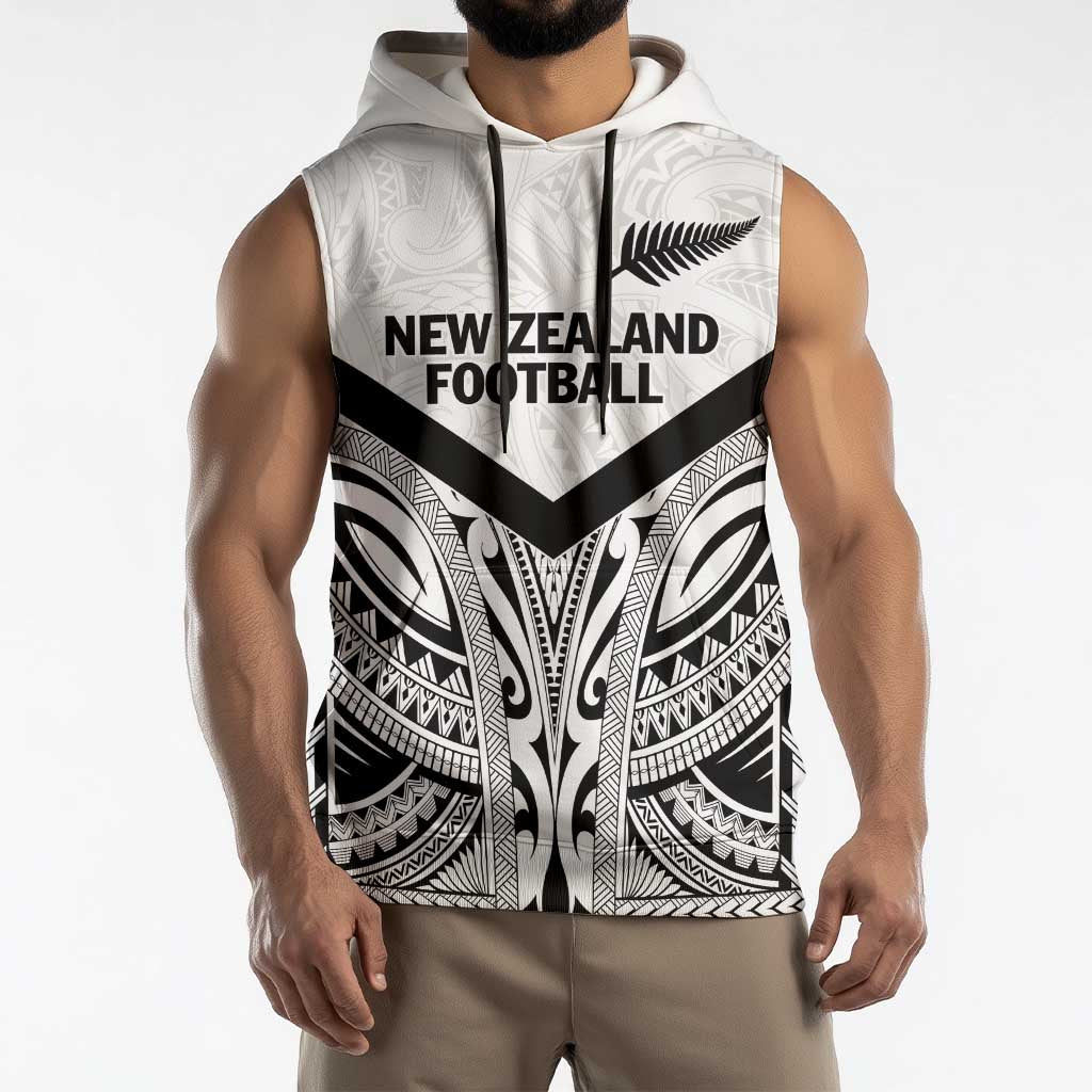 New Zealand Football Custom Sleeveless Hoodie All White Fern Go Champions - Polynesian Pride