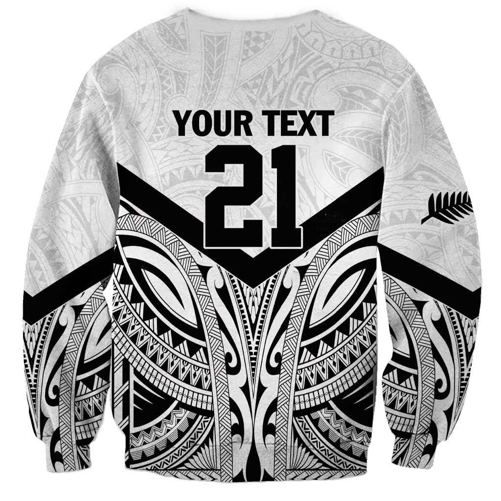 New Zealand Football Custom Sweatshirt All White Fern Go Champions