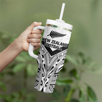 New Zealand Football Custom Tumbler With Handle All White Fern Go Champions