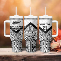 New Zealand Football Custom Tumbler With Handle All White Fern Go Champions