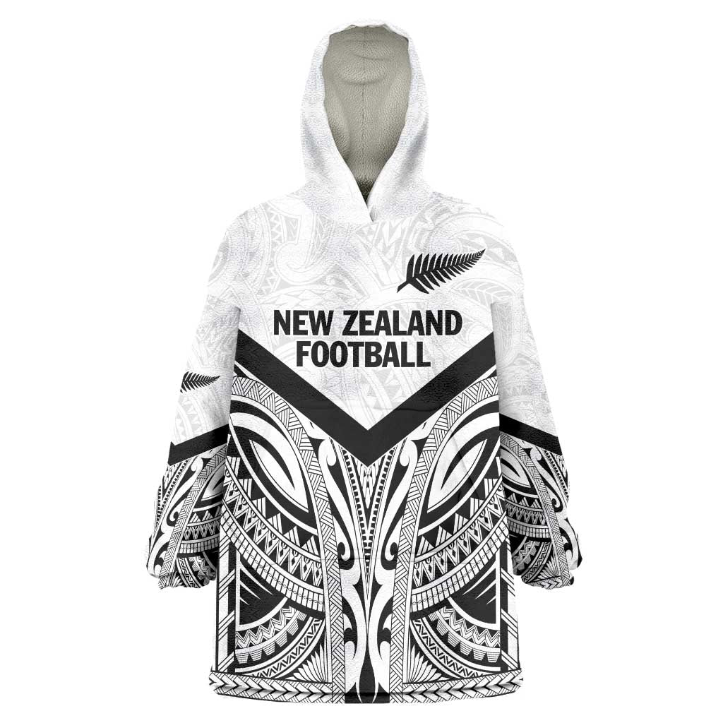 New Zealand Football Custom Wearable Blanket Hoodie All White Fern Go Champions