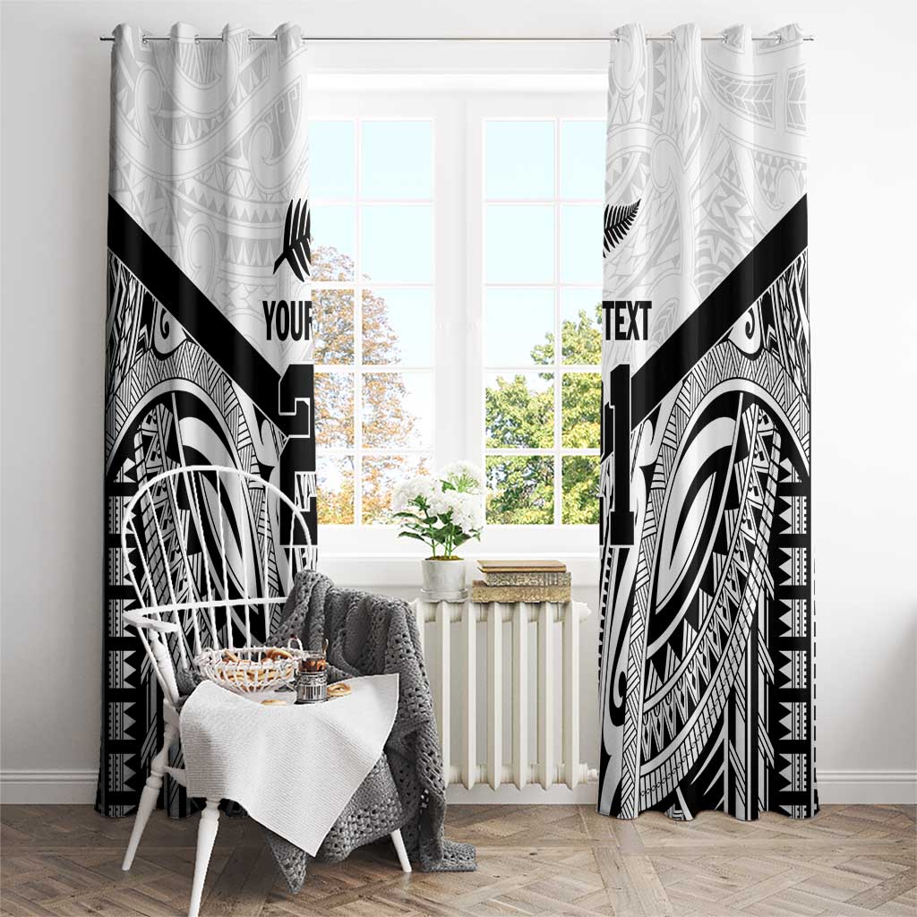 New Zealand Football Custom Window Curtain All White Fern Go Champions