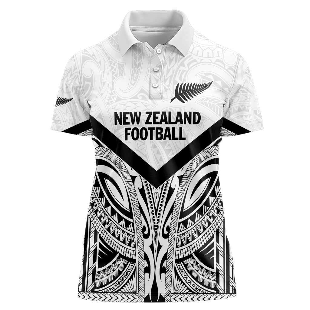 New Zealand Football Custom Women Polo Shirt All White Fern Go Champions