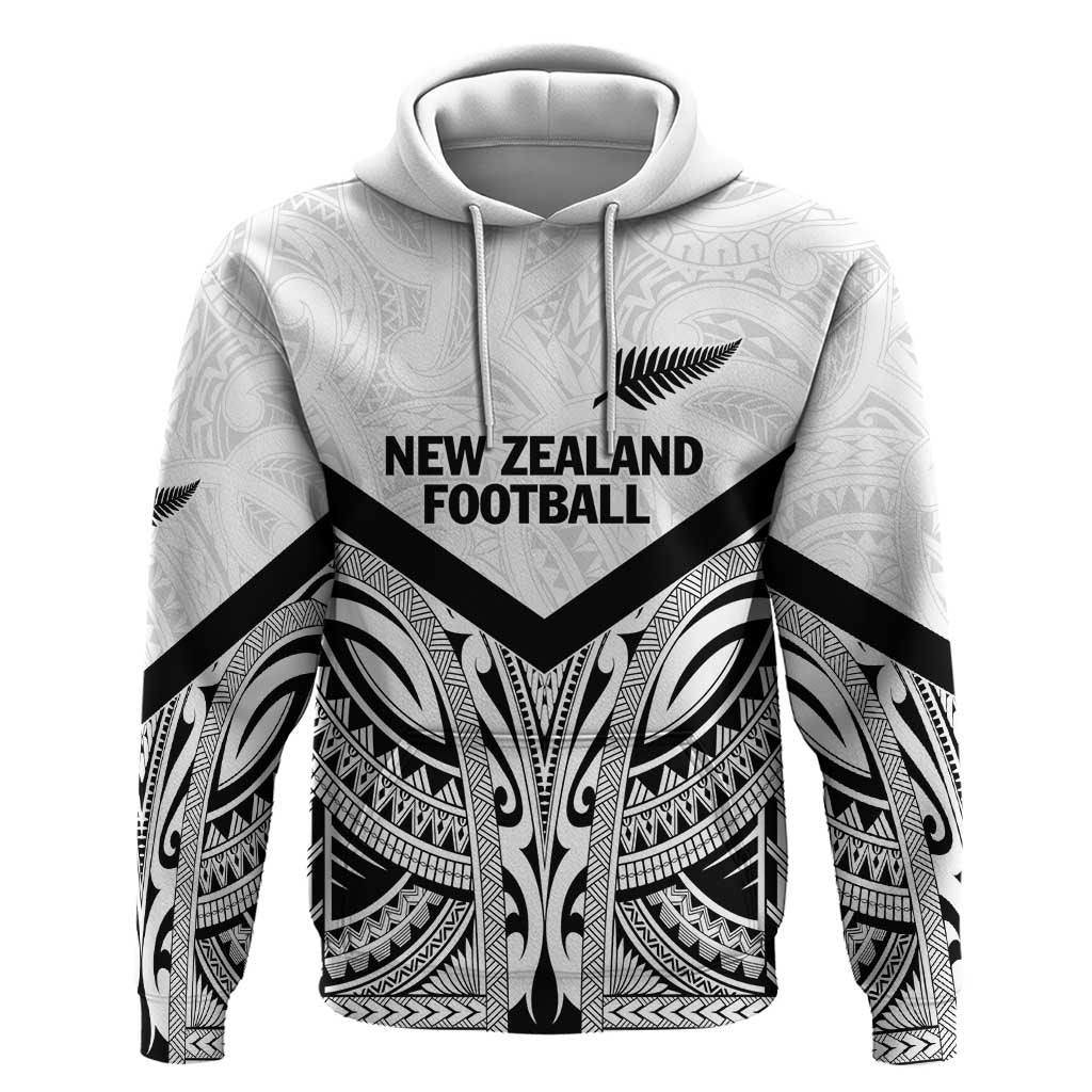 New Zealand Football Custom Zip Hoodie All White Fern Go Champions