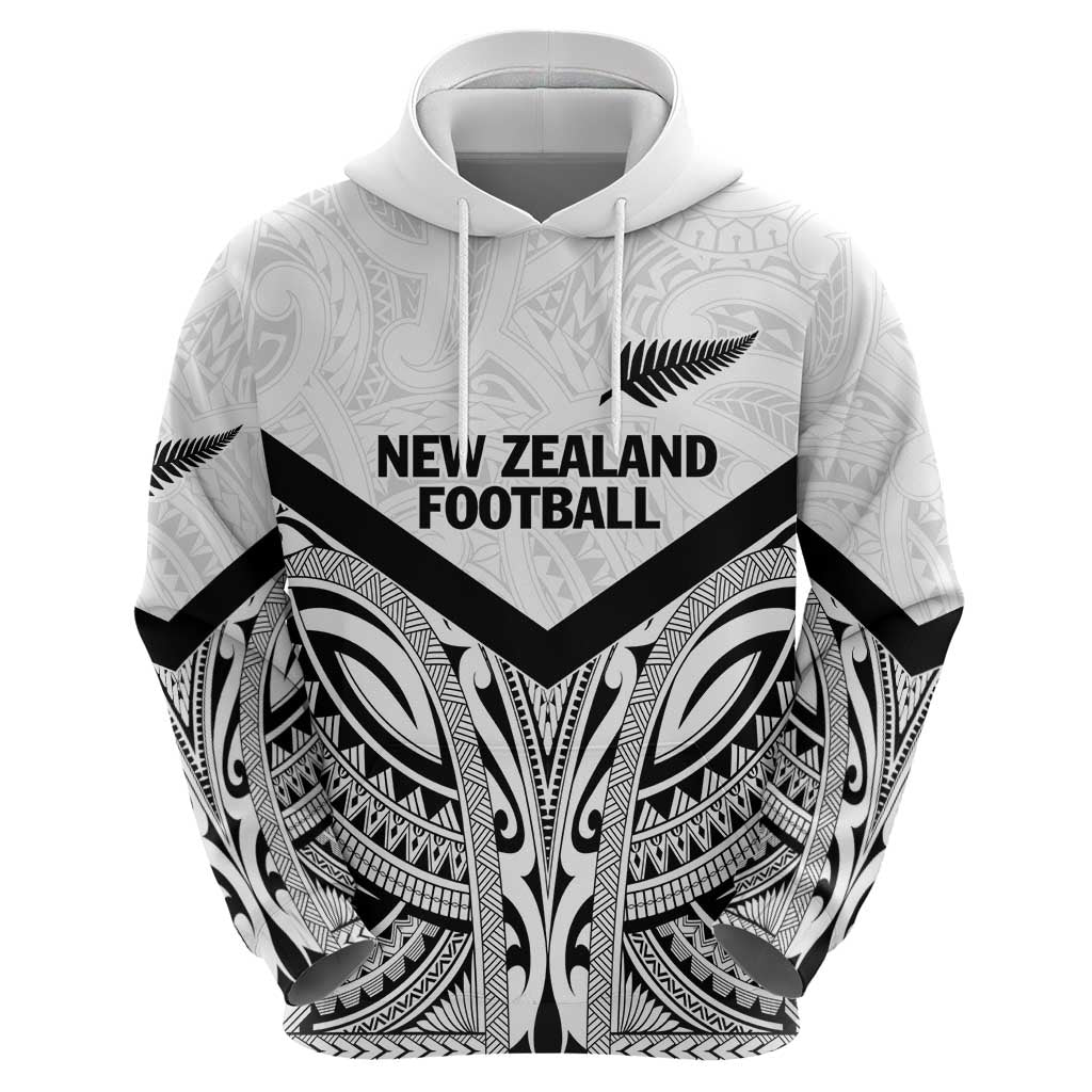 New Zealand Football Custom Zip Hoodie All White Fern Go Champions