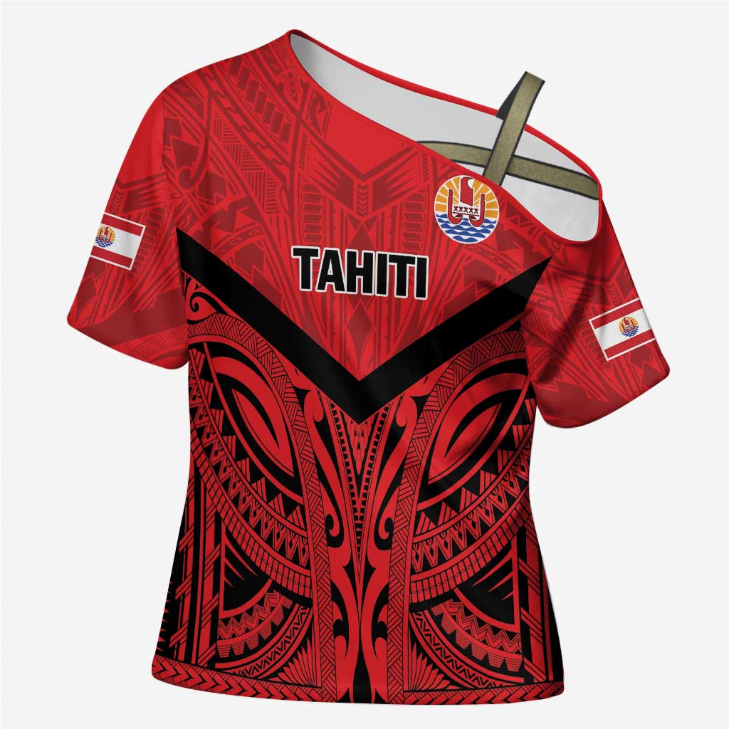 Tahiti Football Custom Cross Shoulder Shirt Toa Aito Go Champions - Polynesian Pride