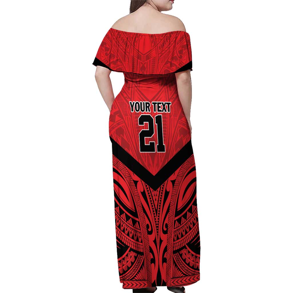Tahiti Football Custom Family Matching Off Shoulder Maxi Dress and Hawaiian Shirt Toa Aito Go Champions