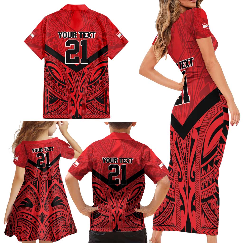 Tahiti Football Custom Family Matching Short Sleeve Bodycon Dress and Hawaiian Shirt Toa Aito Go Champions