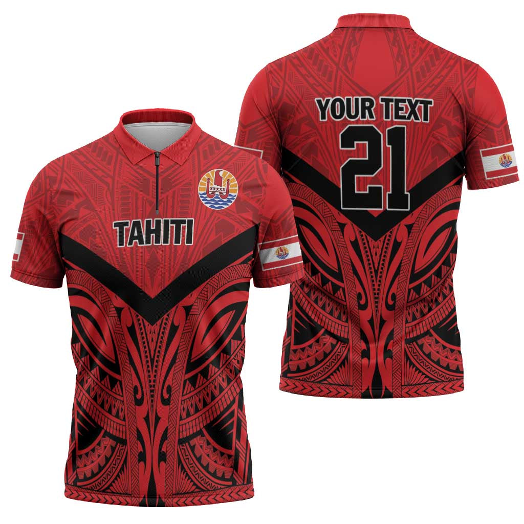 Tahiti Football Custom Zipper Polo Shirt Toa Aito Go Champions - Polynesian Pride