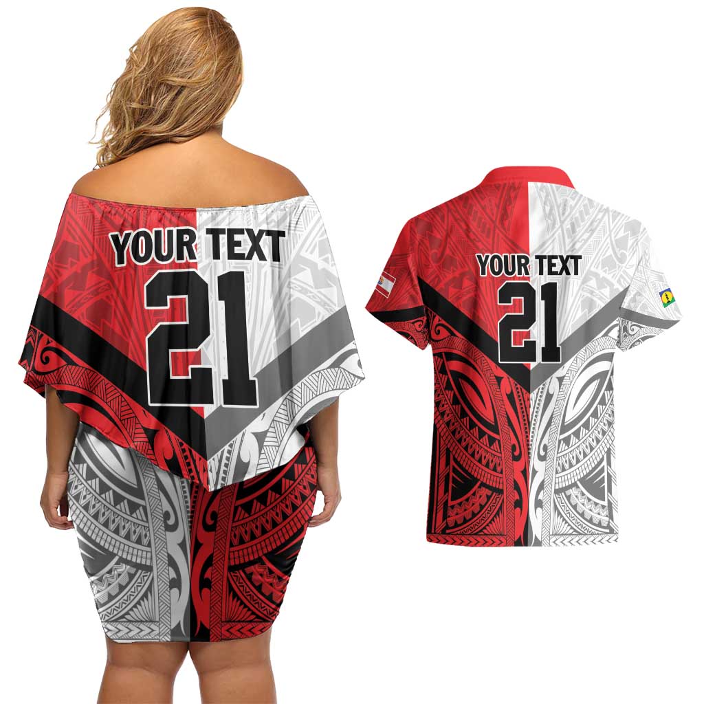 New Caledonia-Tahiti Football Custom Couples Matching Off Shoulder Short Dress and Hawaiian Shirt Together Go Champions