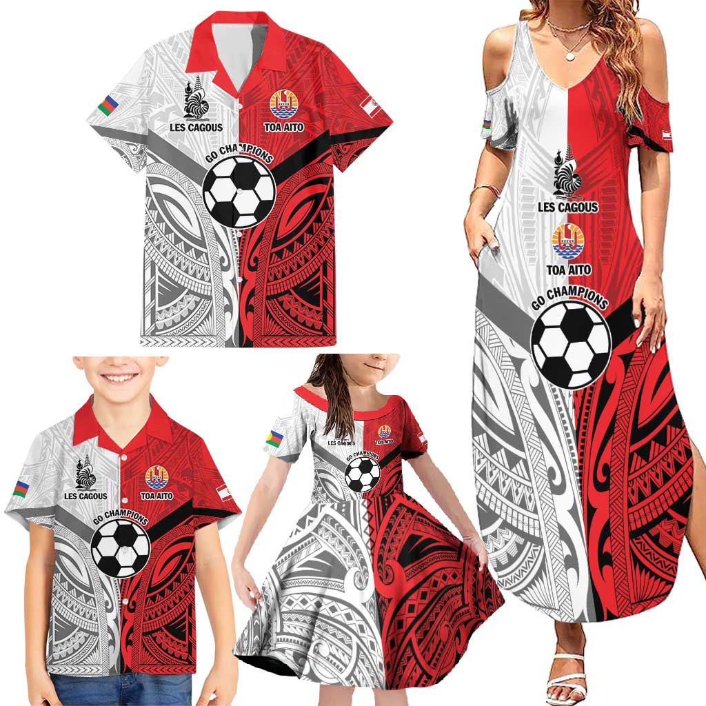 New Caledonia-Tahiti Football Custom Family Matching Summer Maxi Dress and Hawaiian Shirt Together Go Champions