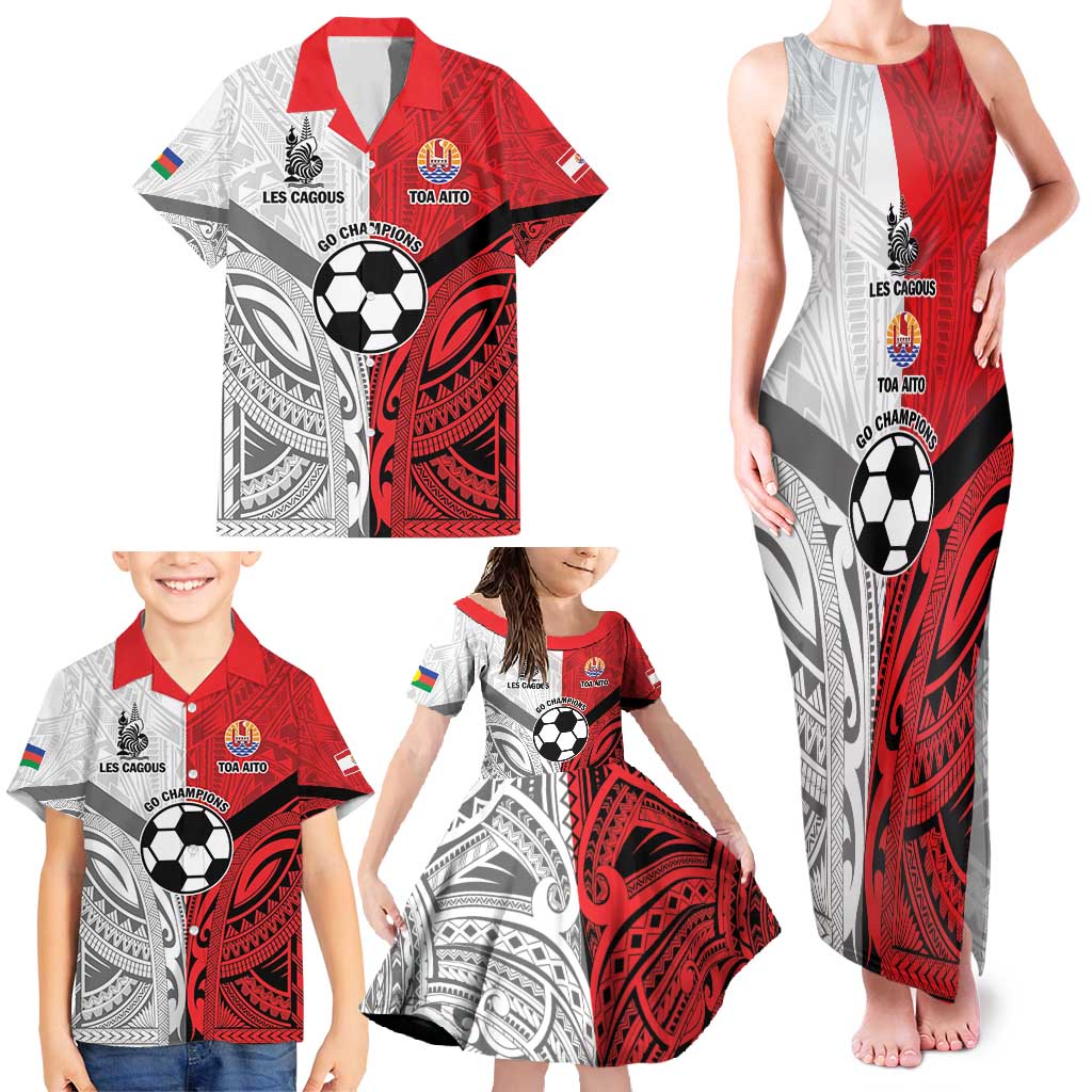 New Caledonia-Tahiti Football Custom Family Matching Tank Maxi Dress and Hawaiian Shirt Together Go Champions