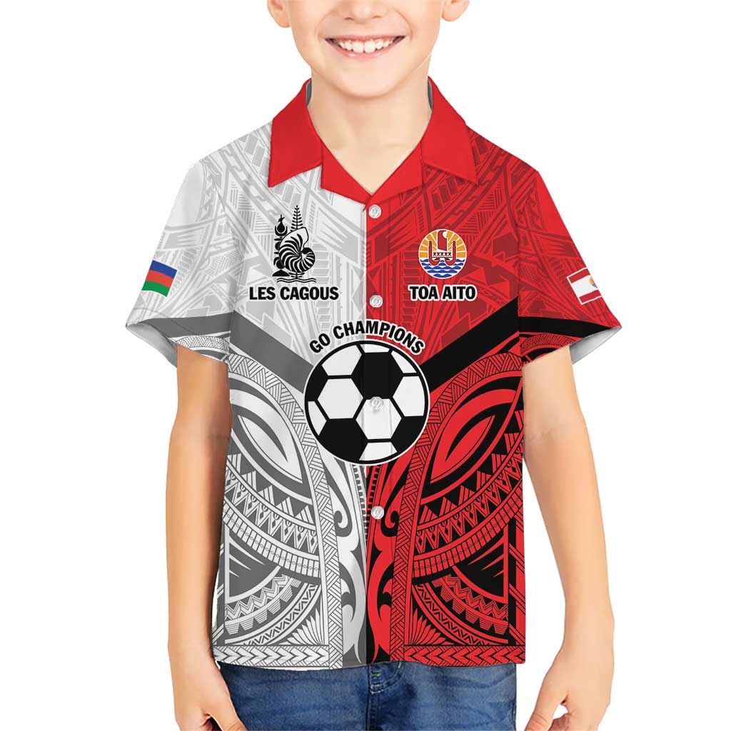 New Caledonia-Tahiti Football Custom Kid Hawaiian Shirt Together Go Champions