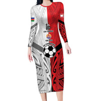 New Caledonia-Tahiti Football Custom Long Sleeve Bodycon Dress Together Go Champions