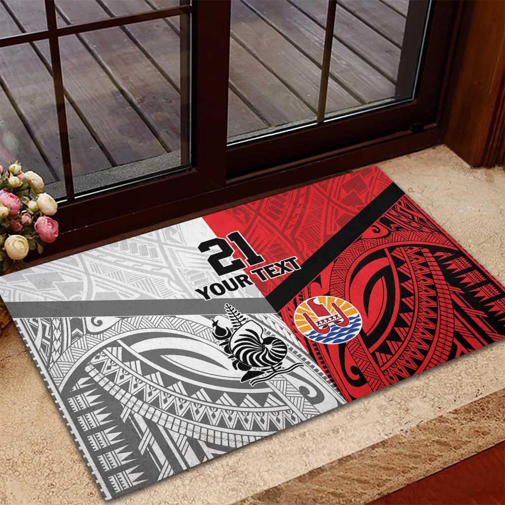 New Caledonia-Tahiti Football Custom Rubber Doormat Together Go Champions