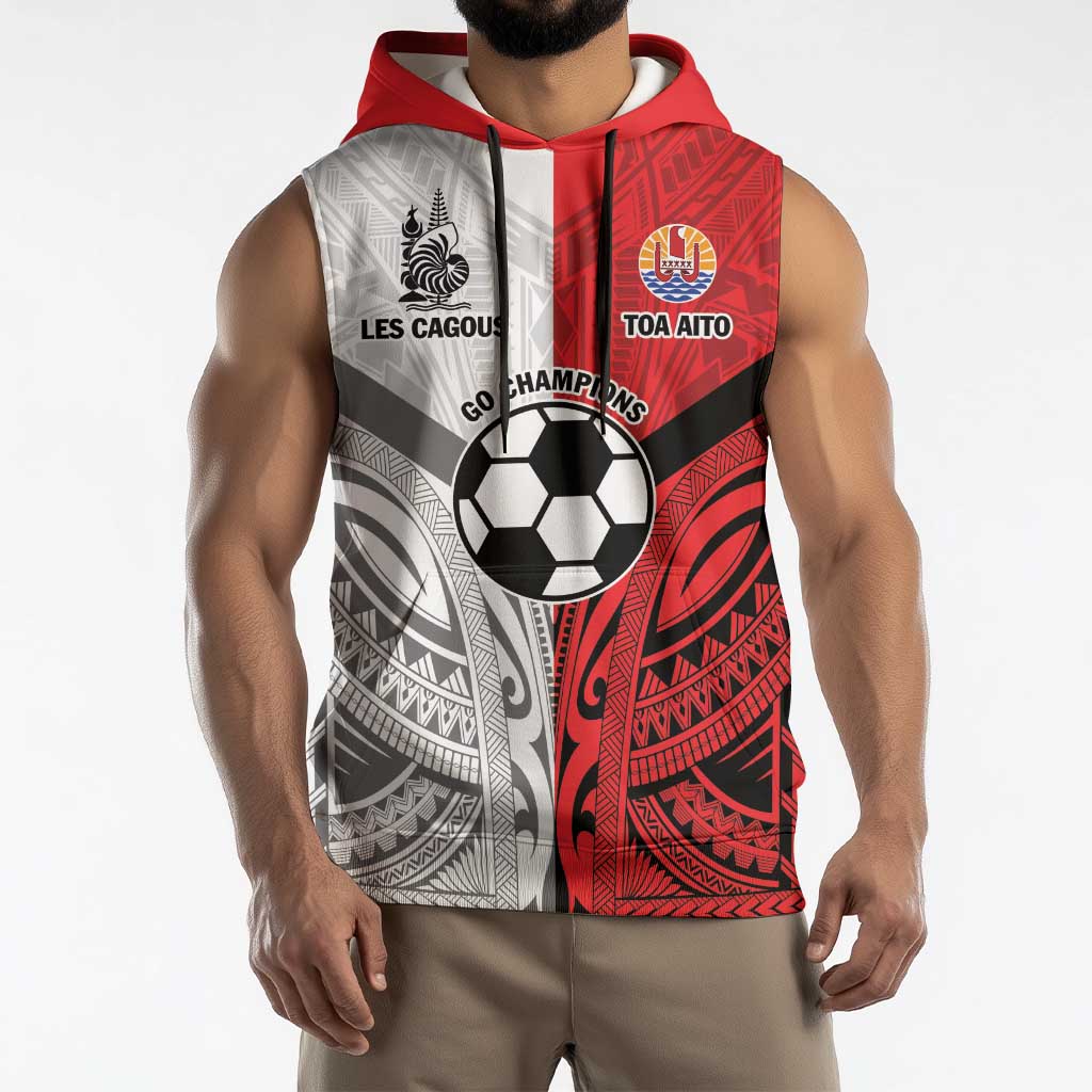 New Caledonia-Tahiti Football Custom Sleeveless Hoodie Together Go Champions - Polynesian Pride