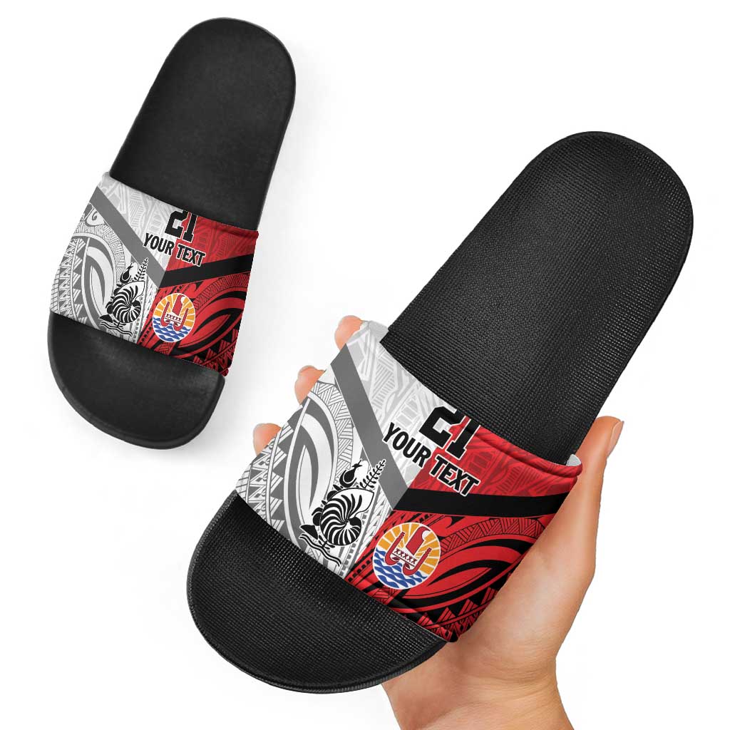New Caledonia-Tahiti Football Custom Slide Sandals Together Go Champions - Polynesian Pride