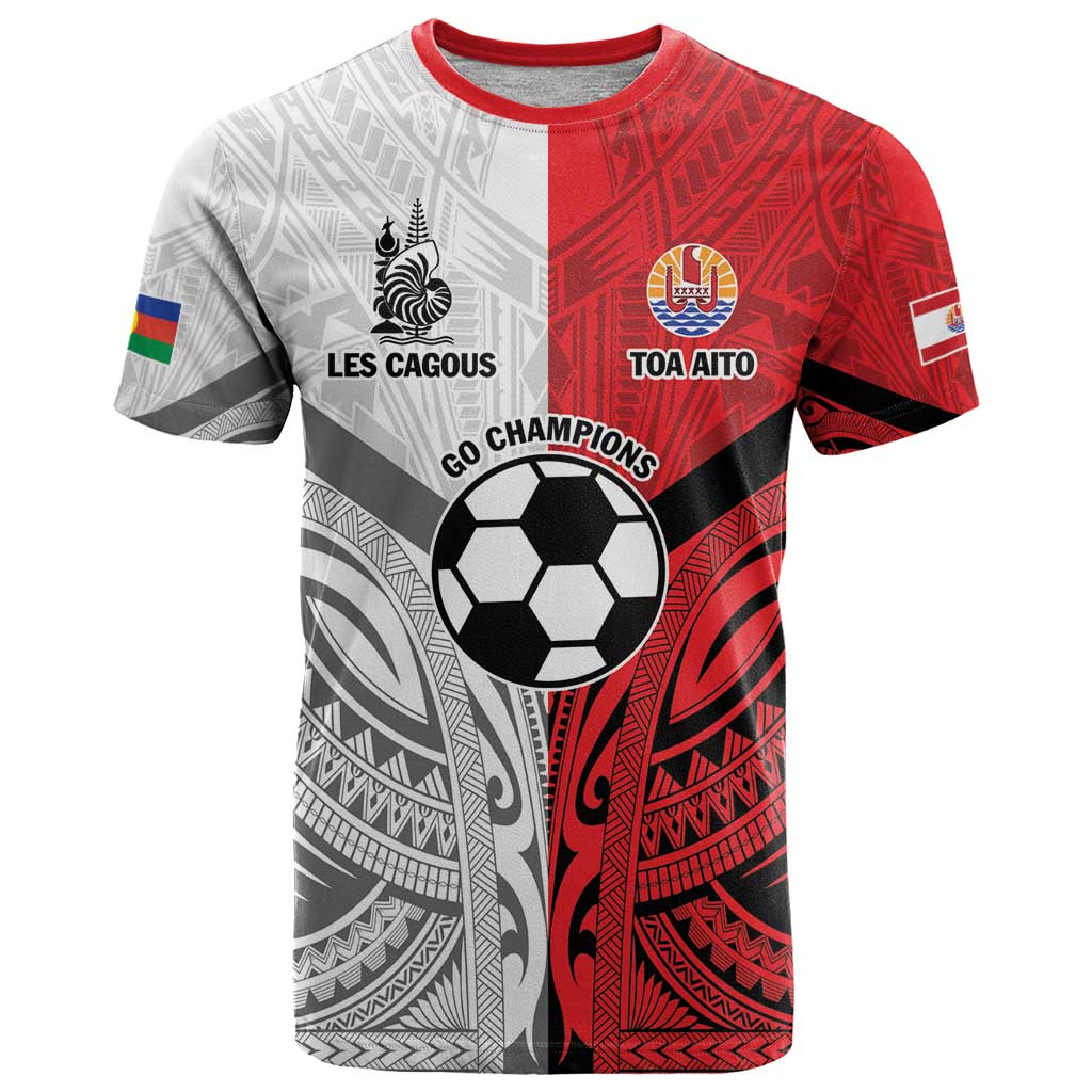 New Caledonia-Tahiti Football Custom T Shirt Together Go Champions