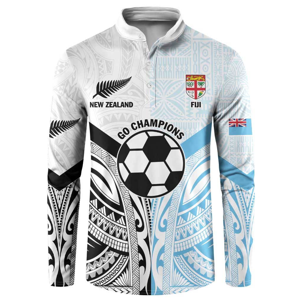 New Zealand-Fiji Football Custom Button Sweatshirt Together Go Champions
